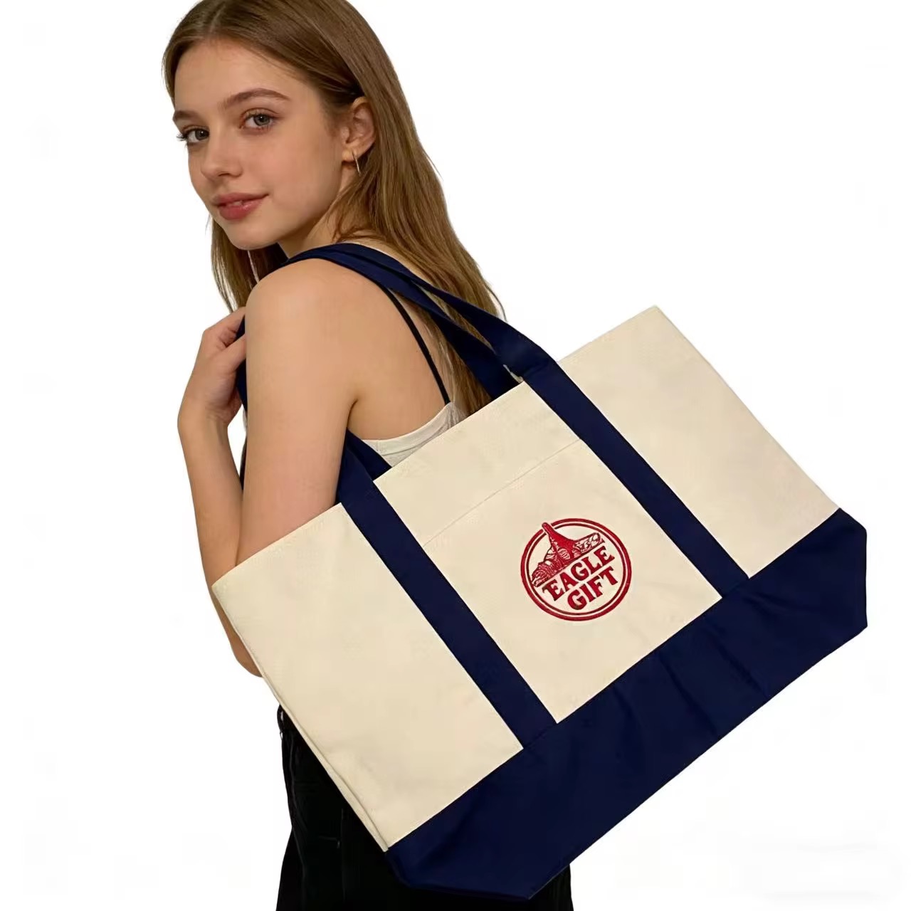Wholesale Eco Recycled Customized Logo Cotton Canvas Tote Bags Grocery Tote Shopping bag