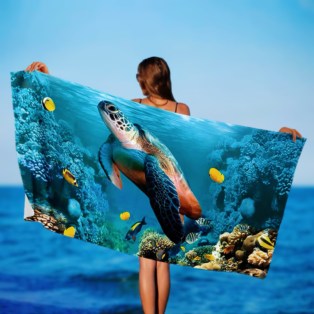 2026 Trendy Sea Hawaii Quick Dry Highly Absorbent Bath Towels Terry Microfiber Custom Printing Beach Towel
