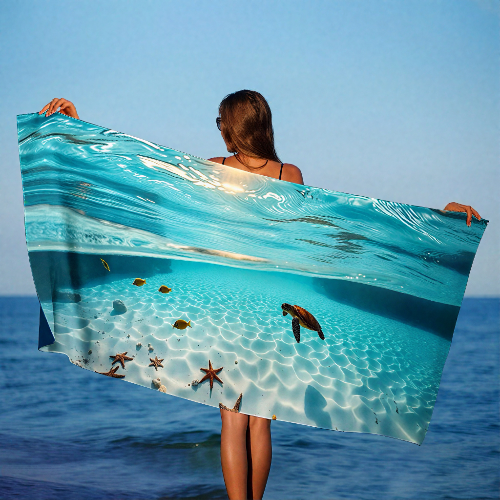 2026 Trendy Sea Hawaii Quick Dry Highly Absorbent Bath Towels Terry Microfiber Custom Printing Beach Towel