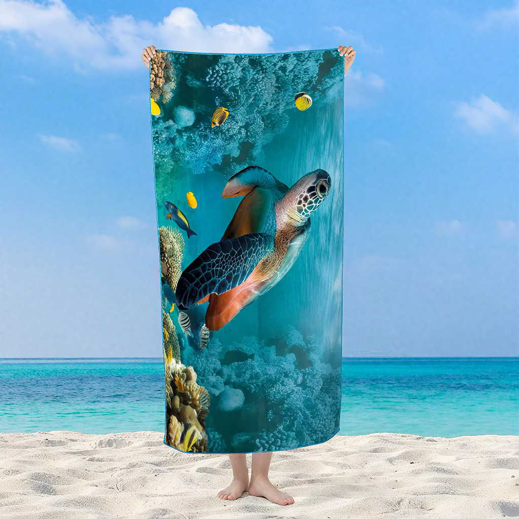 2026 Trendy Sea Hawaii Quick Dry Highly Absorbent Bath Towels Terry Microfiber Custom Printing Beach Towel