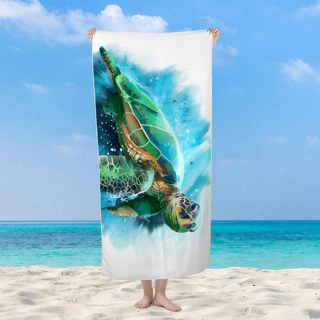 2026 Trendy Sea Hawaii Quick Dry Highly Absorbent Bath Towels Terry Microfiber Custom Printing Beach Towel