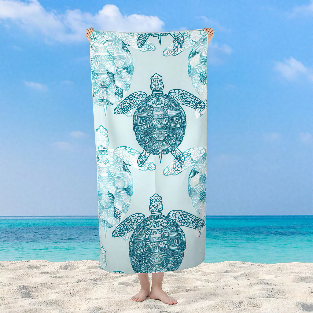2026 Trendy Sea Hawaii Quick Dry Highly Absorbent Bath Towels Terry Microfiber Custom Printing Beach Towel