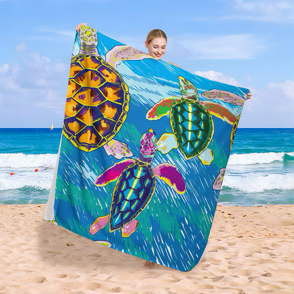 Direct Factory Supply Lightweight Luxury Eco-Friendly Quick Dry Oversized Sand Resistant Suede Microfiber Square Beach Towel