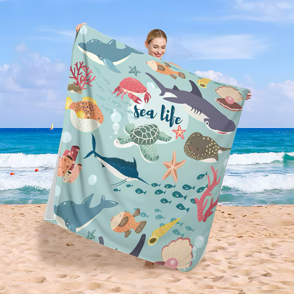 Direct Factory Supply Lightweight Luxury Eco-Friendly Quick Dry Oversized Sand Resistant Suede Microfiber Square Beach Towel