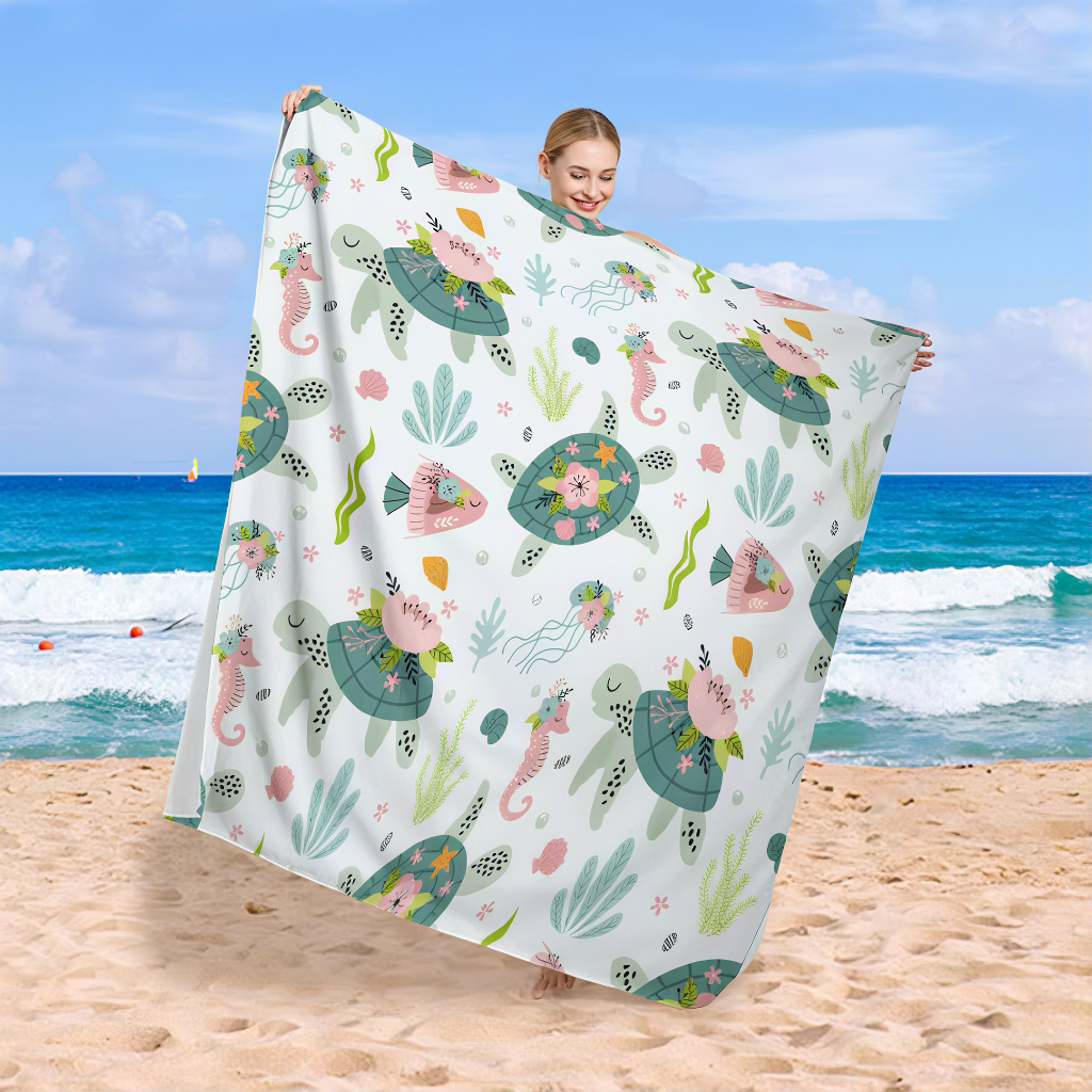 Direct Factory Supply Lightweight Luxury Eco-Friendly Quick Dry Oversized Sand Resistant Suede Microfiber Square Beach Towel