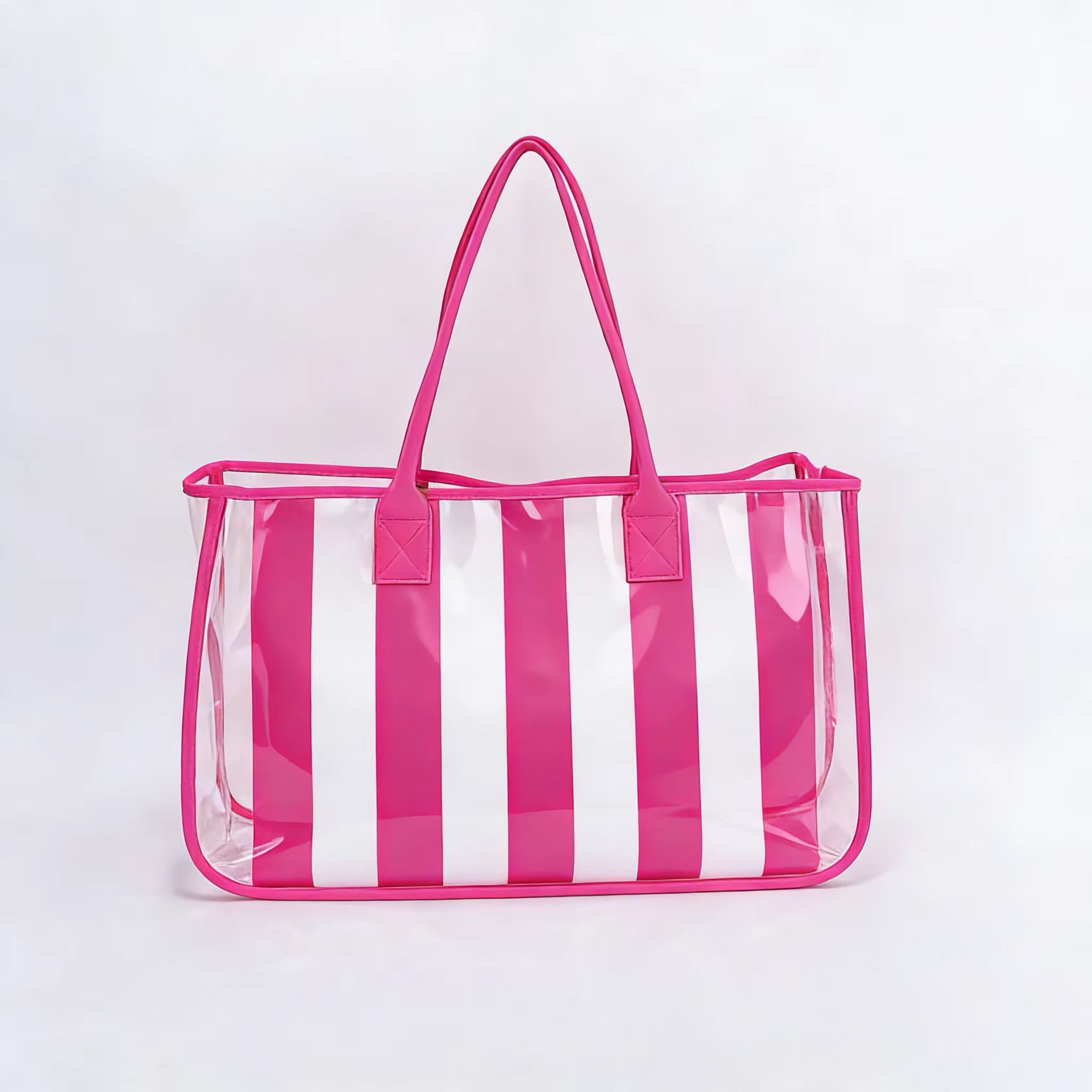 Fashionable Portable Visible Transparent Printed Handbag PVC Shoulder Bag Beach Bag Women’s Tote Bag