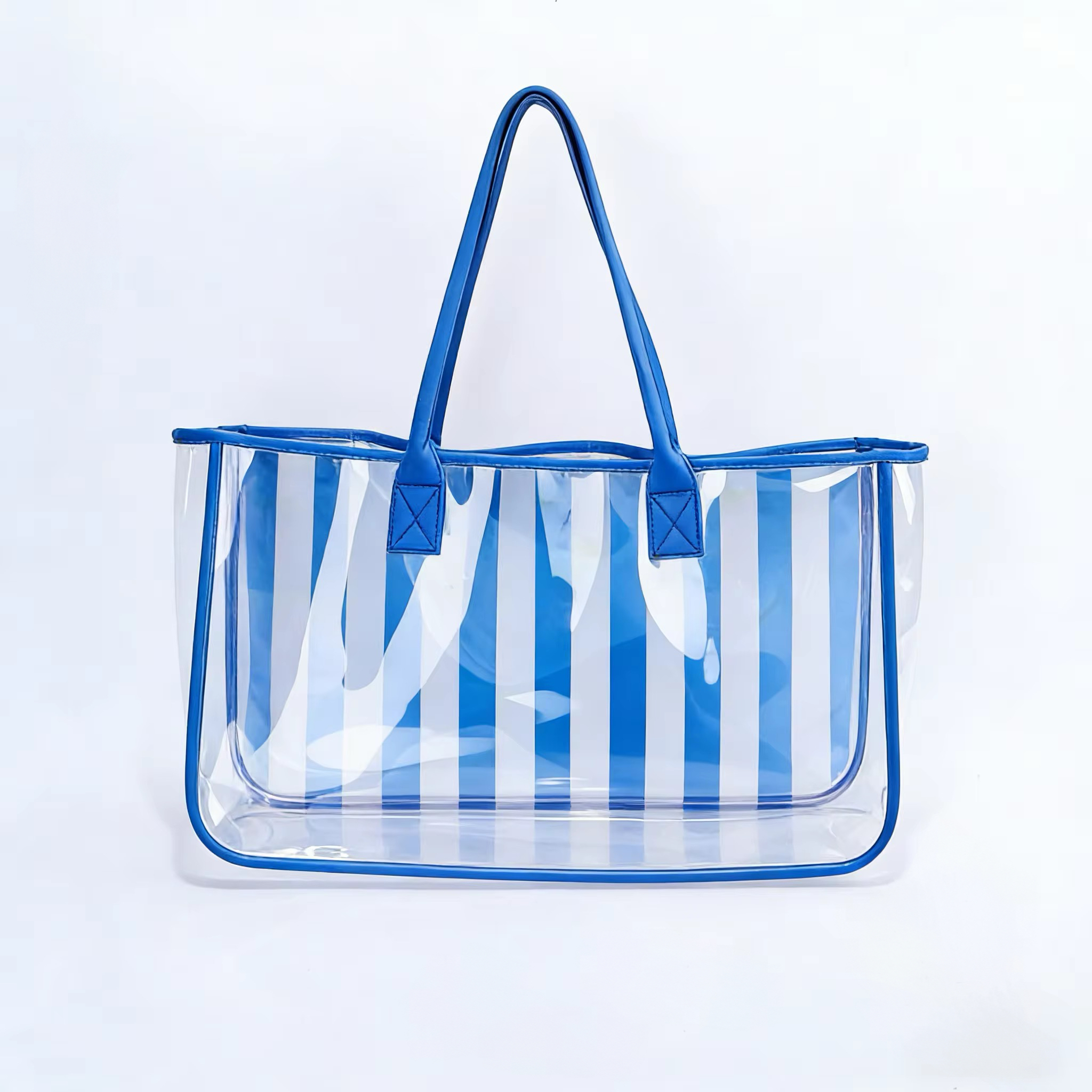 Fashionable Portable Visible Transparent Printed Handbag PVC Shoulder Bag Beach Bag Women’s Tote Bag