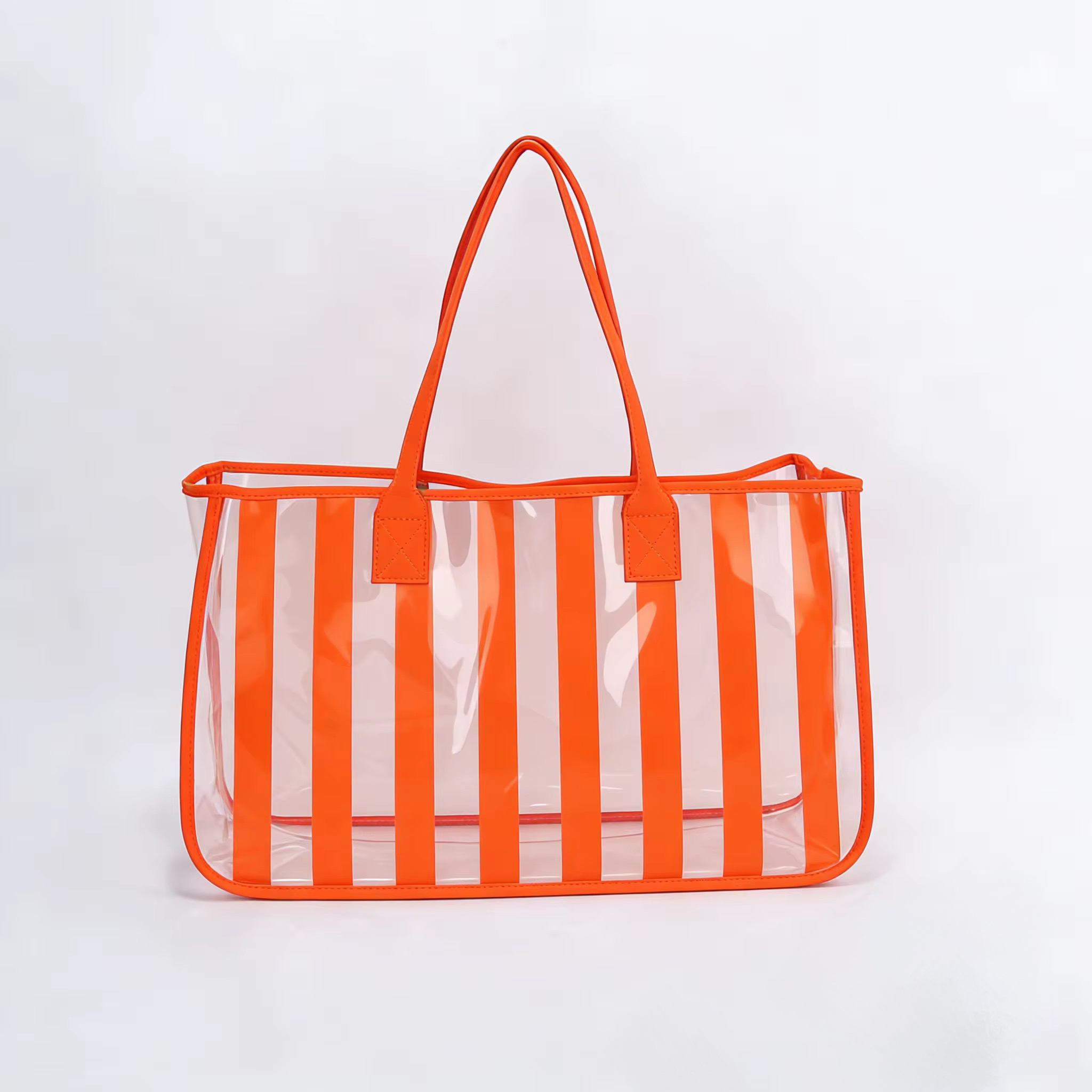 Fashionable Portable Visible Transparent Printed Handbag PVC Shoulder Bag Beach Bag Women’s Tote Bag
