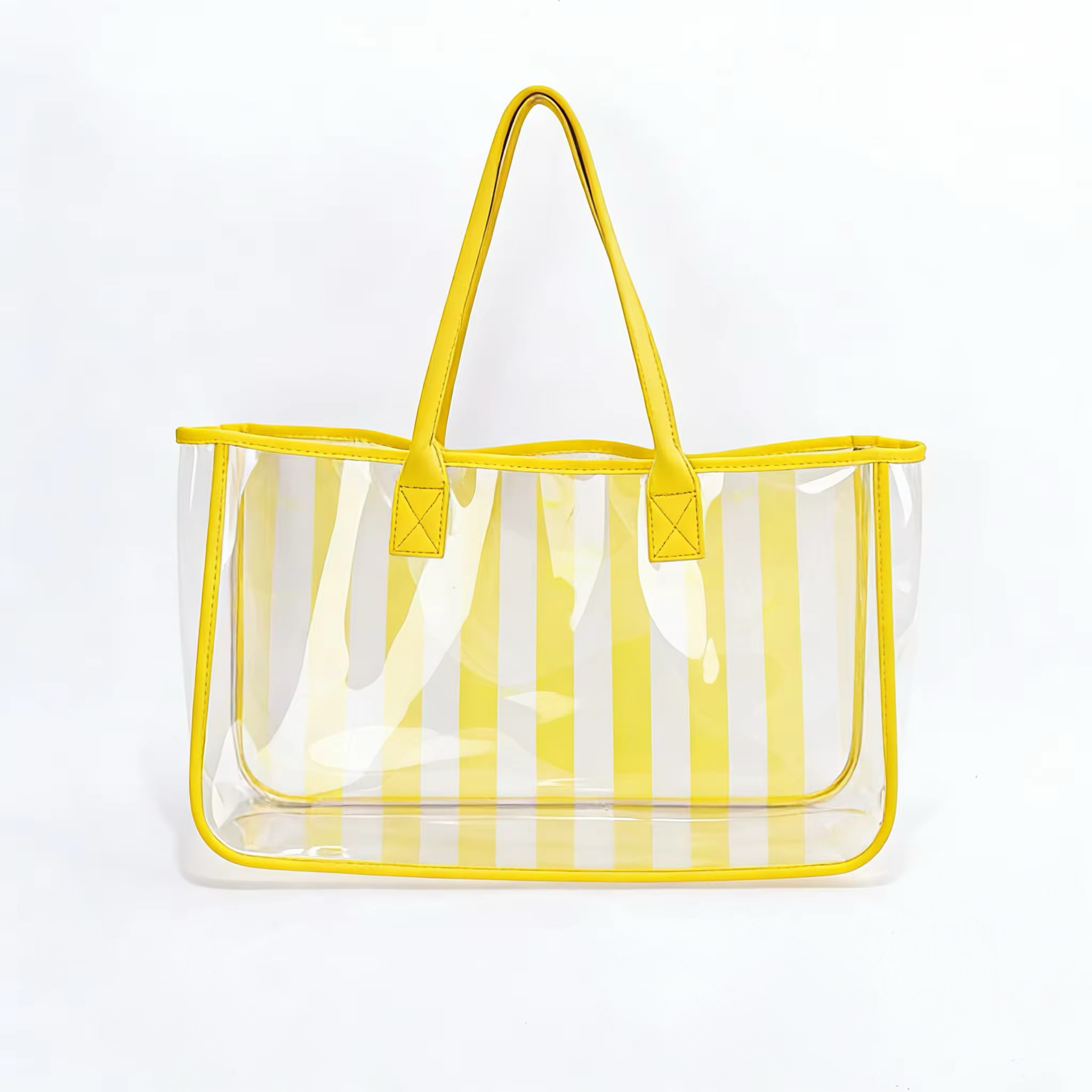 Fashionable Portable Visible Transparent Printed Handbag PVC Shoulder Bag Beach Bag Women’s Tote Bag