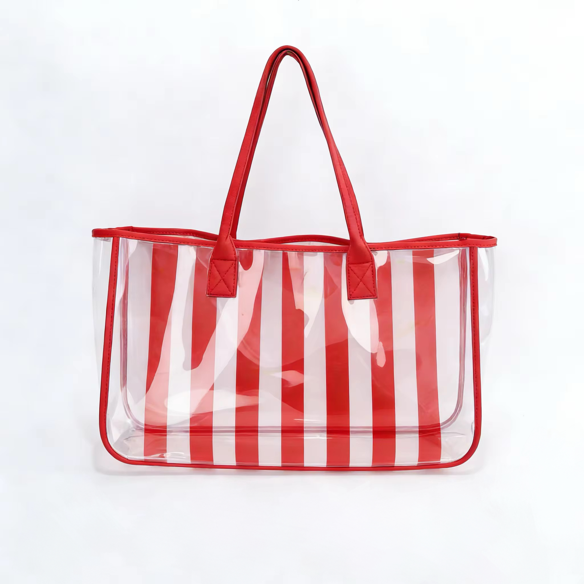 Fashionable Portable Visible Transparent Printed Handbag PVC Shoulder Bag Beach Bag Women’s Tote Bag