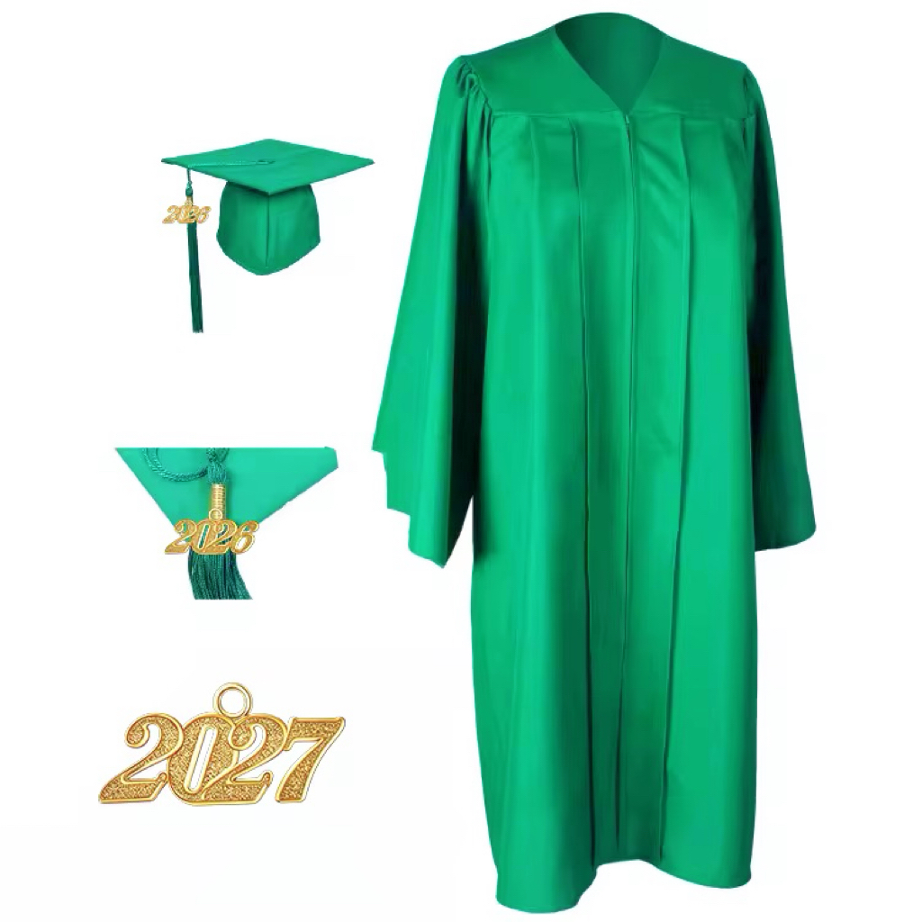2027 Year Unisex Matte Polyester Graduation Gown Cap And Tassel Set Shawl Academic Dress For University Graduation Ceremony