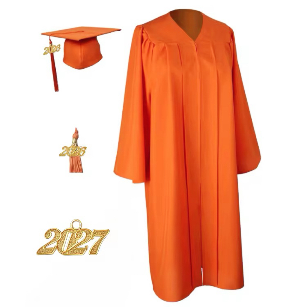 2027 Year Unisex Matte Polyester Graduation Gown Cap And Tassel Set Shawl Academic Dress For University Graduation Ceremony