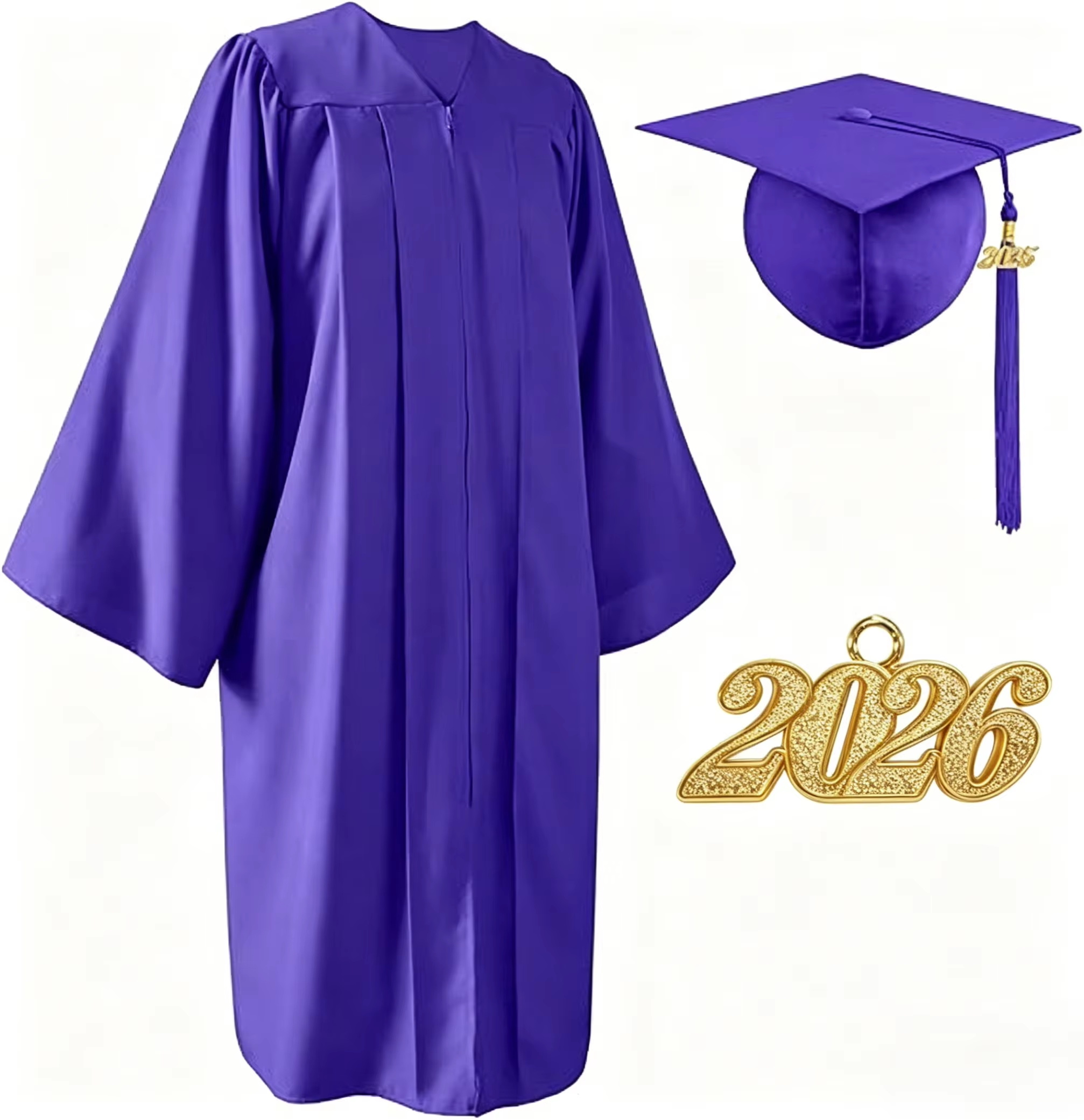 2026 Year Unisex Matte Polyester Graduation Gown Cap And Tassel Set Shawl Academic Dress For University Graduation Ceremony