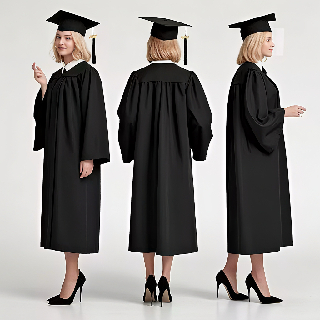 Unisex Matte Polyester Graduation Gown Cap And Tassel Set Shawl Academic Dress For University Graduation Ceremony