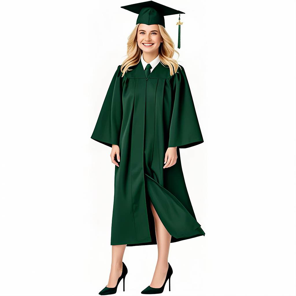 Unisex Matte Polyester Graduation Gown Cap And Tassel Set Shawl Academic Dress For University Graduation Ceremony