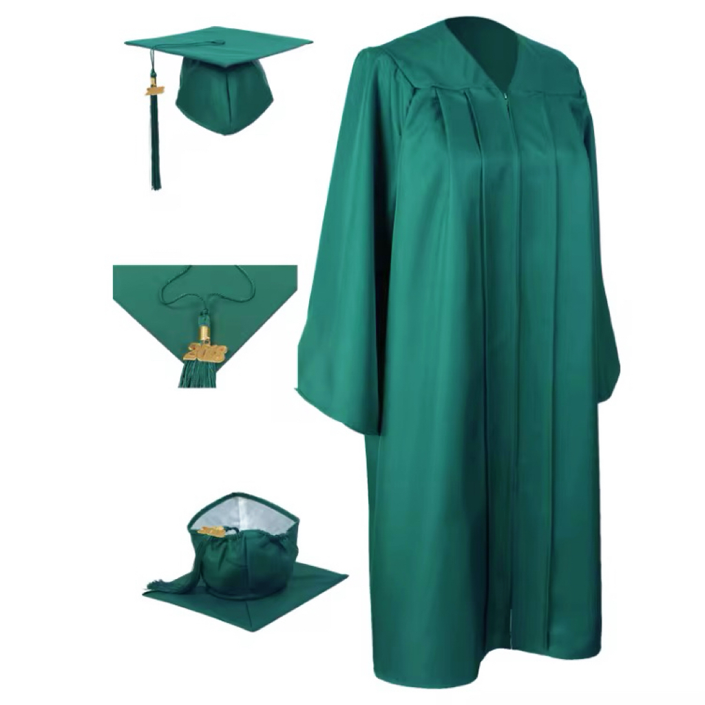 Unisex Matte Polyester Graduation Gown Cap And Tassel Set Shawl Academic Dress For University Graduation Ceremony