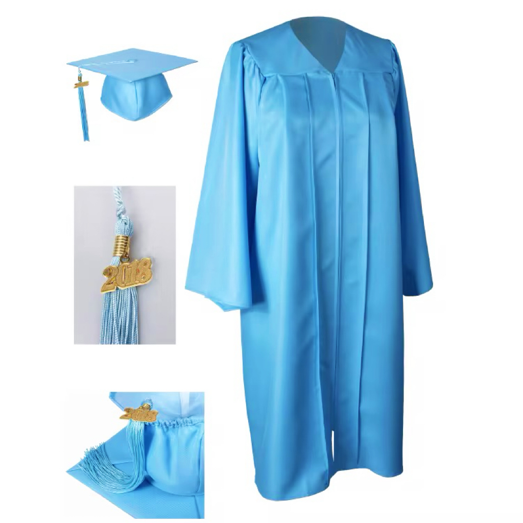 Unisex Matte Polyester Graduation Gown Cap And Tassel Set Shawl Academic Dress For University Graduation Ceremony