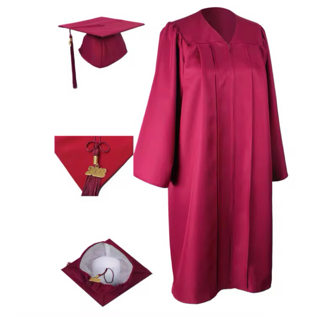 Unisex Matte Polyester Graduation Gown Cap And Tassel Set Shawl Academic Dress For University Graduation Ceremony