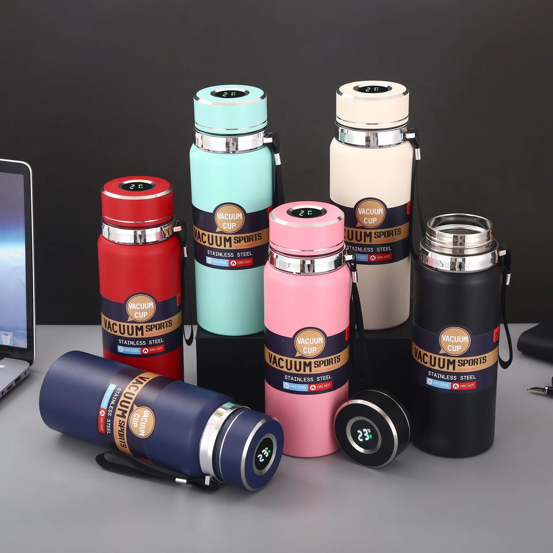 Large Capacity 316 Stainless Steel Classic Portable Flasks Thermoses Custom Logo Sports Water Bottle With Smart Led Temperature Digital Display Vacuum Insulated Tumbler Cups