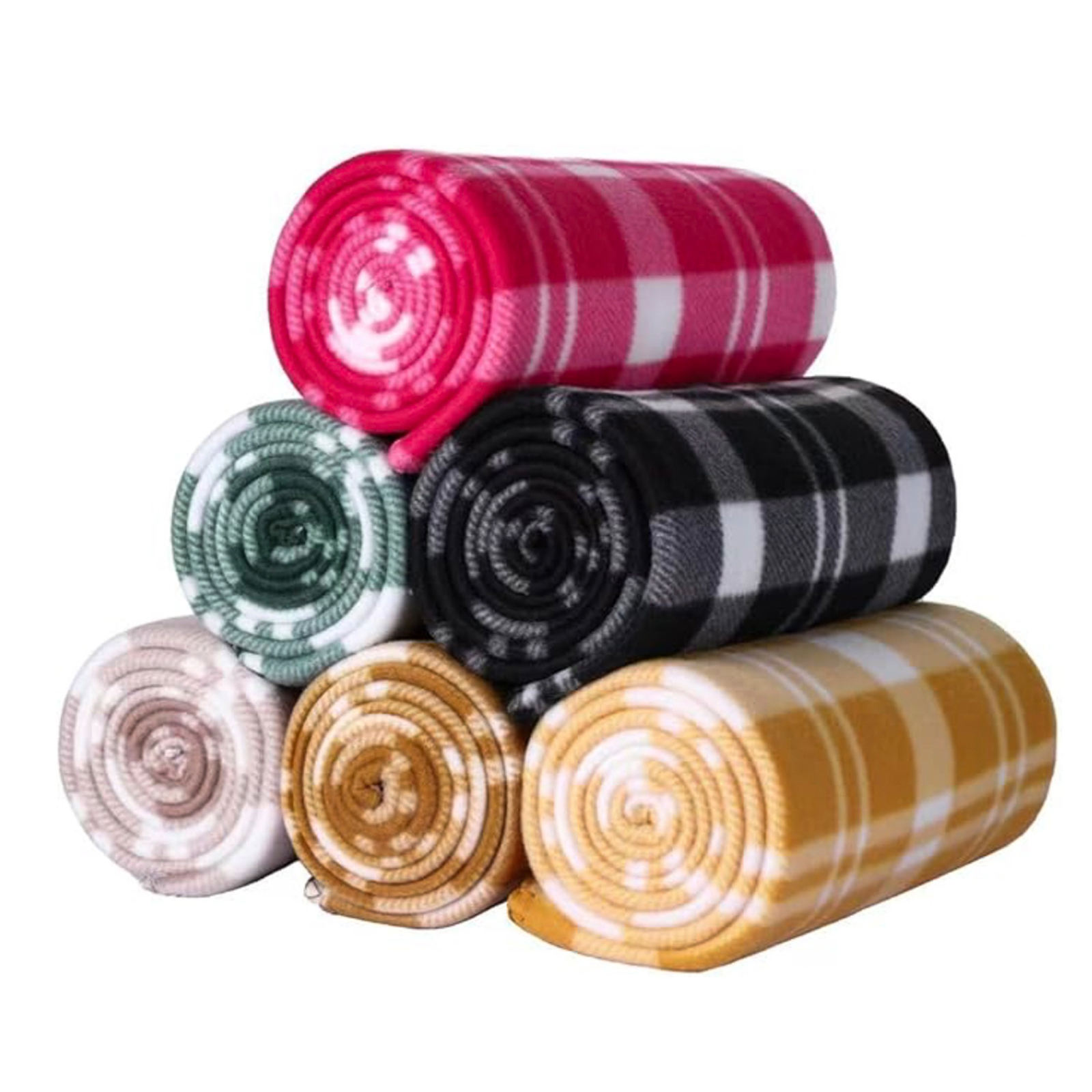 Customized Luxury Polyester Portable Green Checkered Plaid Double Sided Polar Fleece Blanket Lightweight Comfortable Throw Blanket