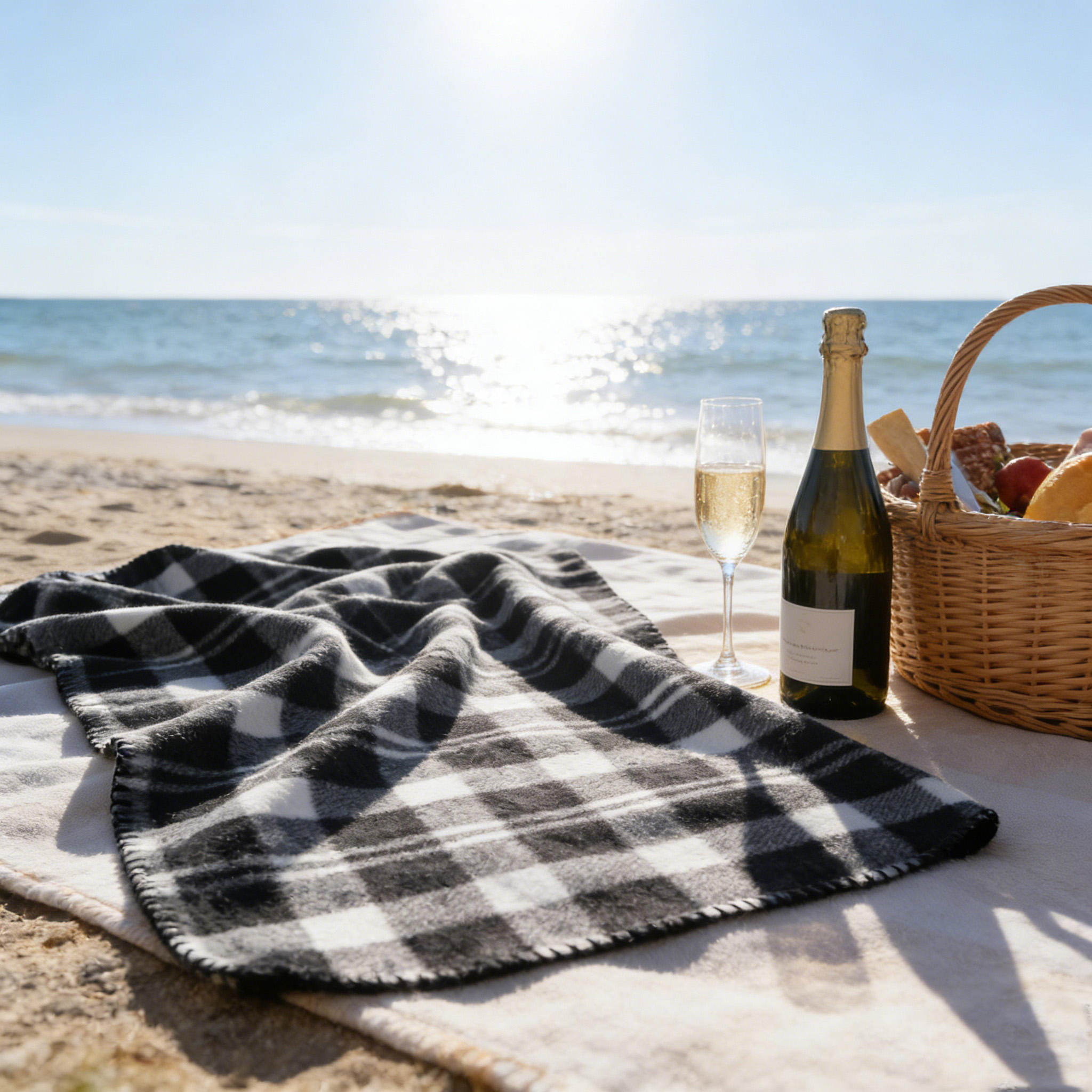 Customized Luxury Polyester Portable Checkered Plaid Double Sided Polar Fleece Blanket Lightweight Comfortable Throw Blanket