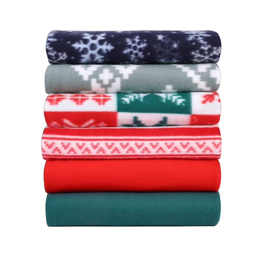 Customized Polyester Screen Printing Christmas Pattern Anti-pilling Double Sided Polar Fleece Blanket Lightweight Cozy Throw Blanket
