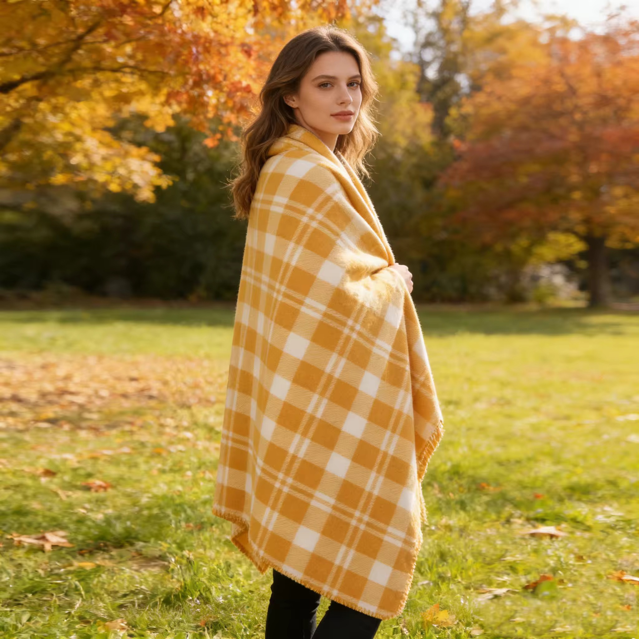 Customized Luxury Polyester Portable Checkered Plaid Double Sided Polar Fleece Blanket Lightweight Comfortable Throw Blanket