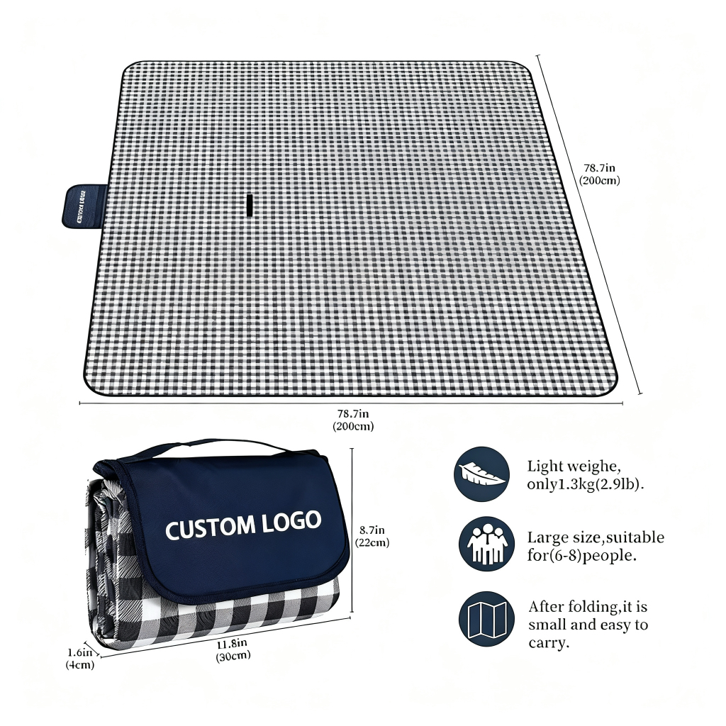 Customized Camping Blanket Beach Picnic Mat Sandproof Waterproof Outdoor Blanket For Traveling