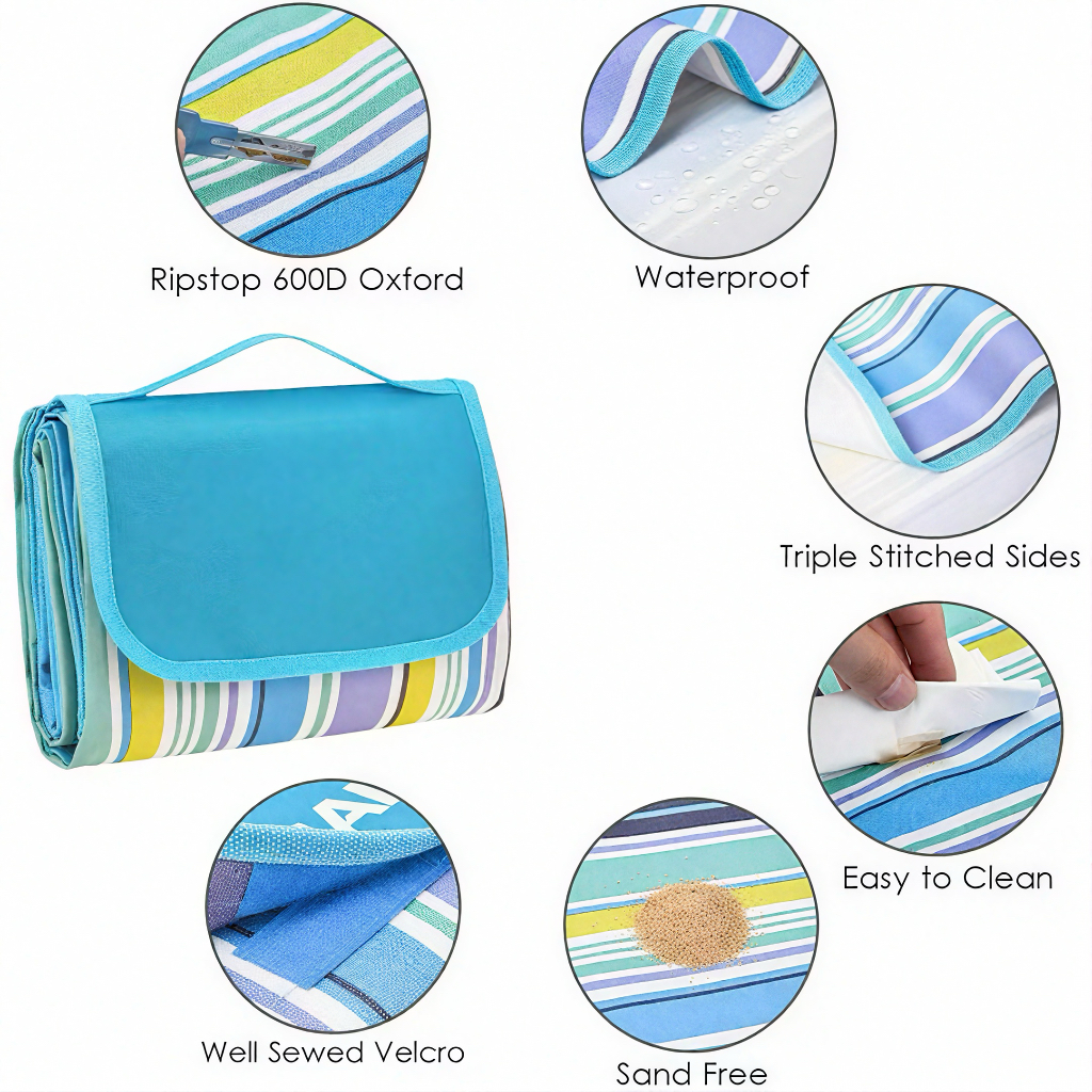 Customized Camping Blanket Beach Picnic Mat Sandproof Waterproof Outdoor Blanket For Traveling