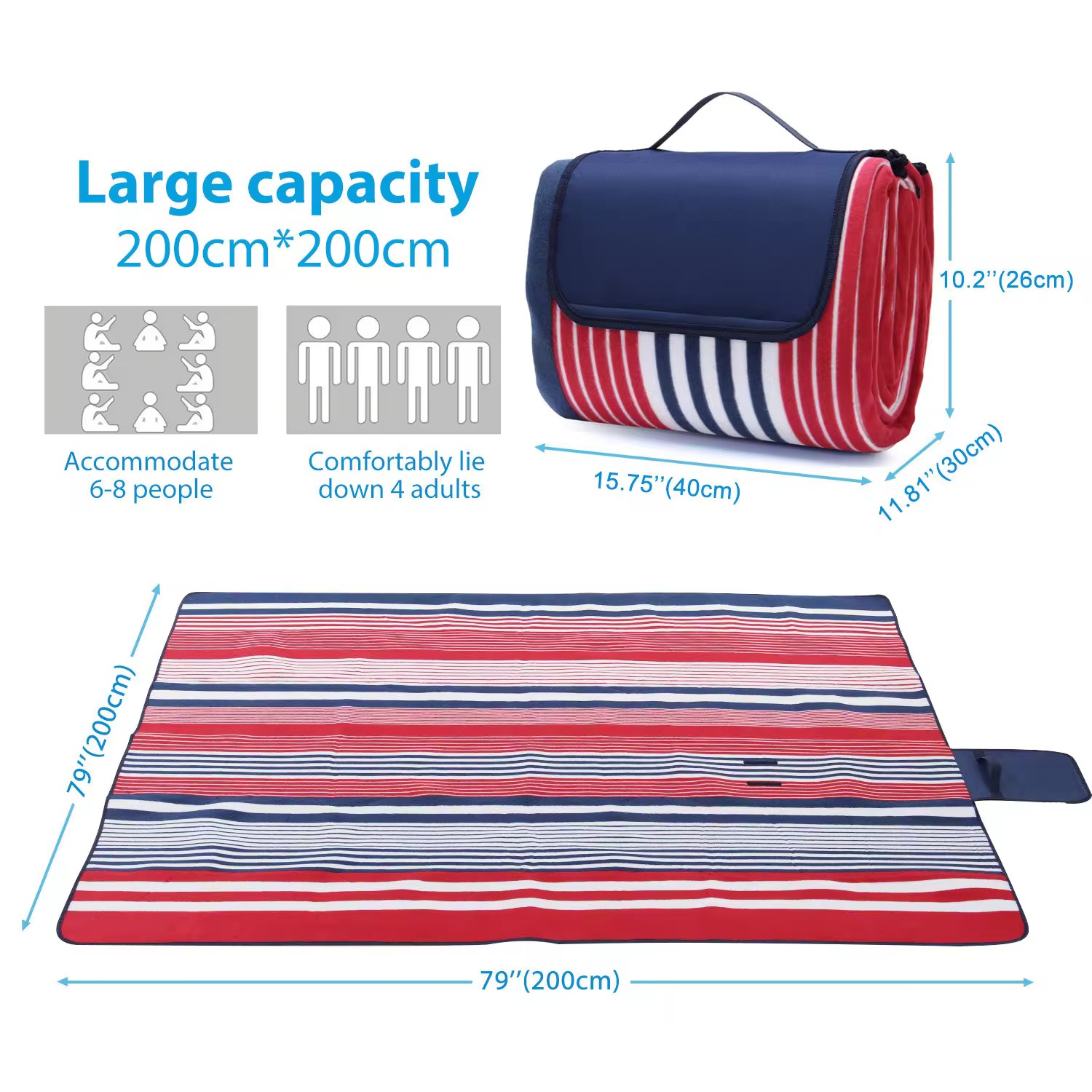 Customized Camping Blanket Beach Picnic Mat Sandproof Waterproof Outdoor Blanket For Traveling