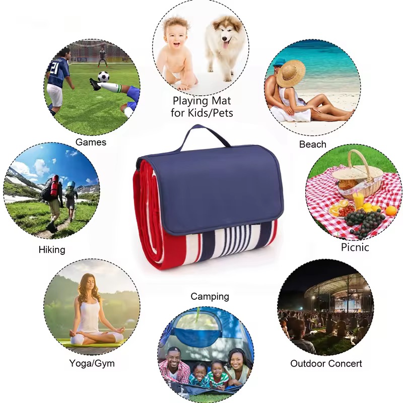 Customized Camping Blanket Beach Picnic Mat Sandproof Waterproof Outdoor Blanket For Traveling