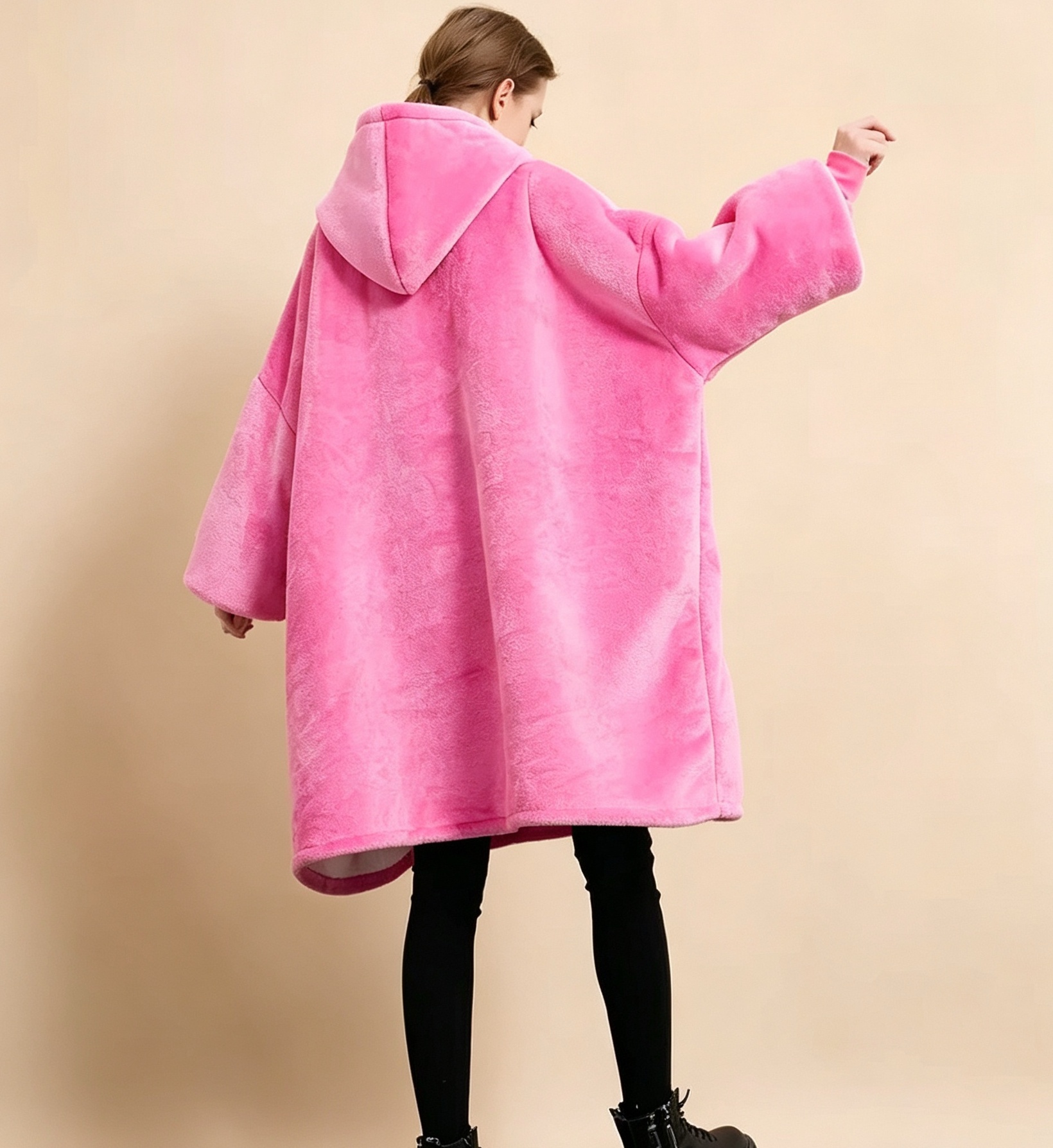 Customized Giant Pocket Sherpa Wearable TV Blanket Oversized Hoodie Blanket