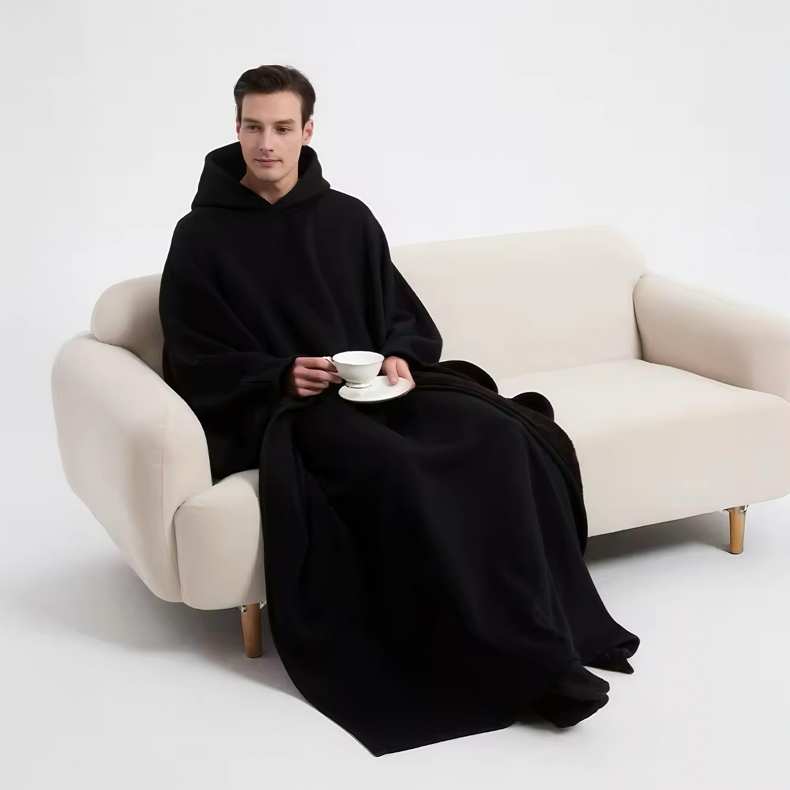 Customized Giant Pocket Sherpa Wearable TV Blanket Oversized Hoodie Blanket